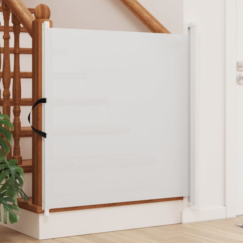 foto del prodotto vidaxl cancelletto retrattile per animali domestici bianco 82,5x125 cm