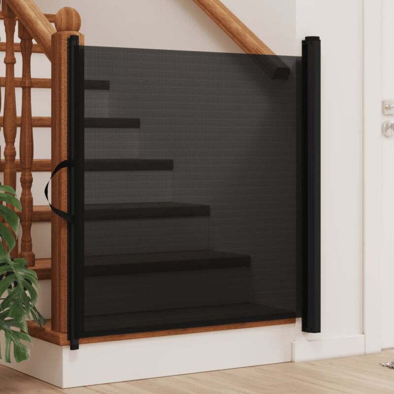 foto del prodotto vidaxl cancelletto retrattile per animali domestici nero 117,5x125 cm