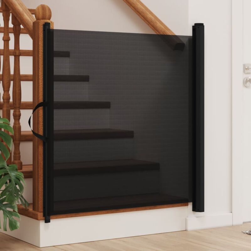 foto del prodotto vidaxl cancelletto retrattile per animali domestici nero 82,5x125 cm