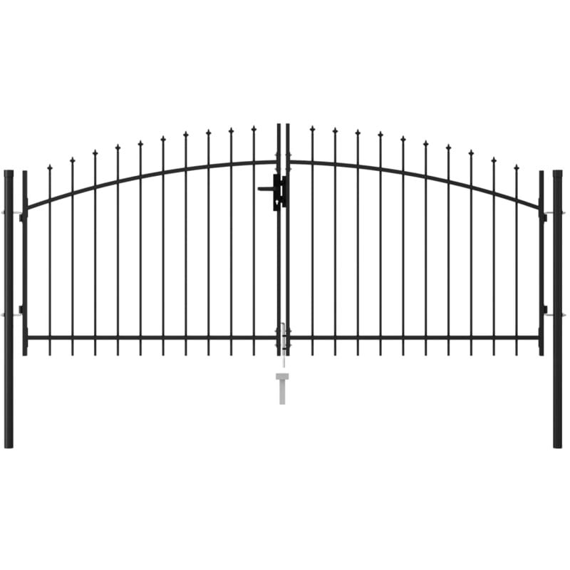 foto del prodotto vidaxl cancello a doppia anta con punte in acciaio 3x1,25 m nero 960892