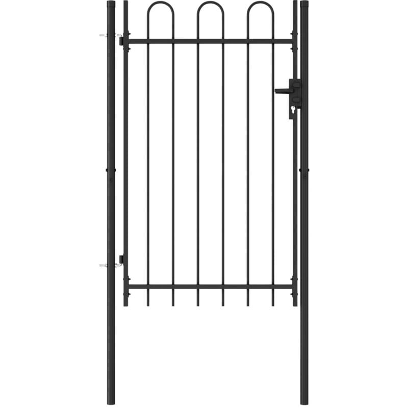 foto del prodotto vidaxl cancello a singola anta con archi e chiavi in acciaio nero varie dimensioni dimensioni 1 x 1.5 m