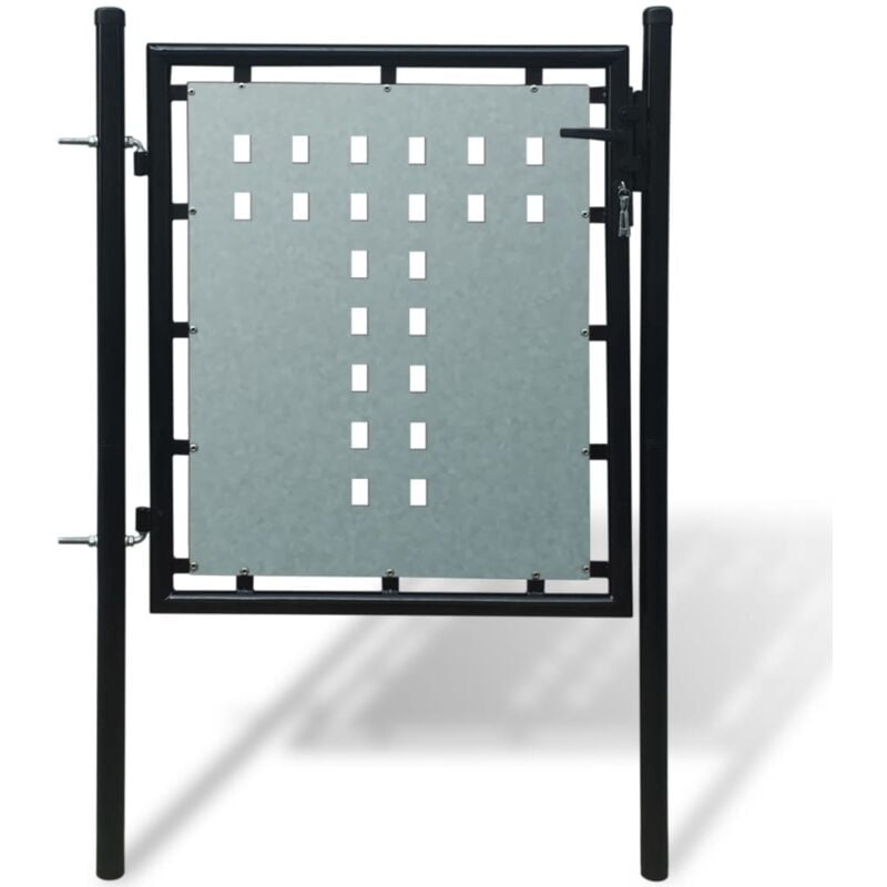 foto del prodotto vidaxl cancello cancelletto per recinzione singolo nero 3 chiavi varie dimensioni dimensioni 100 x 125 cm
