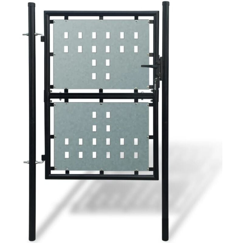 foto del prodotto vidaxl cancello cancelletto per recinzione singolo nero 3 chiavi varie dimensioni dimensioni 100 x 200 cm