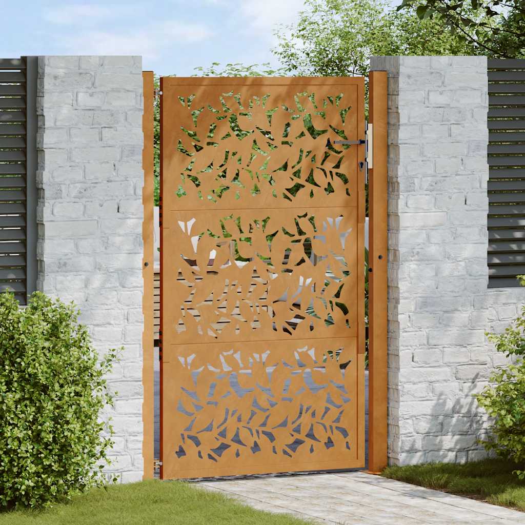 foto del prodotto vidaxl cancello da giardino 105x155 cm acciaio corten design a foglia