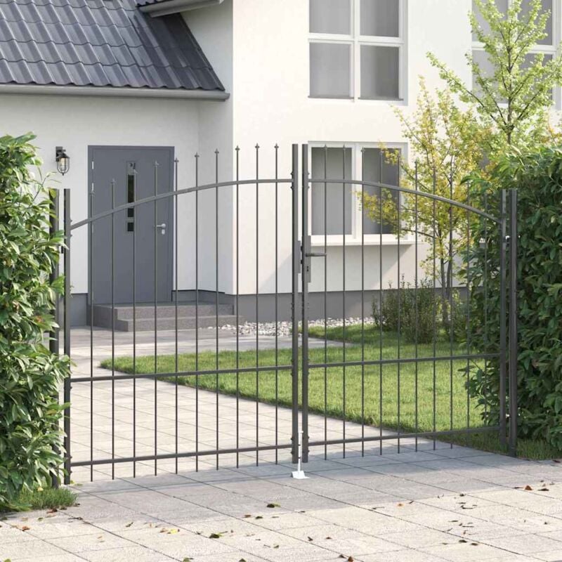 foto del prodotto vidaxl cancello da giardino con blocco grigio 175 x 300 cm acciaio