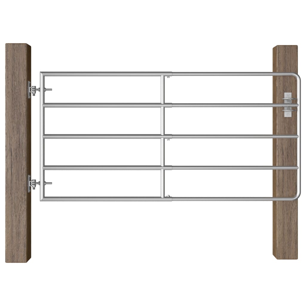 foto del prodotto vidaxl cancello da giardino in acciaio 5 sbarre 95 170 x90 cm argento 991663