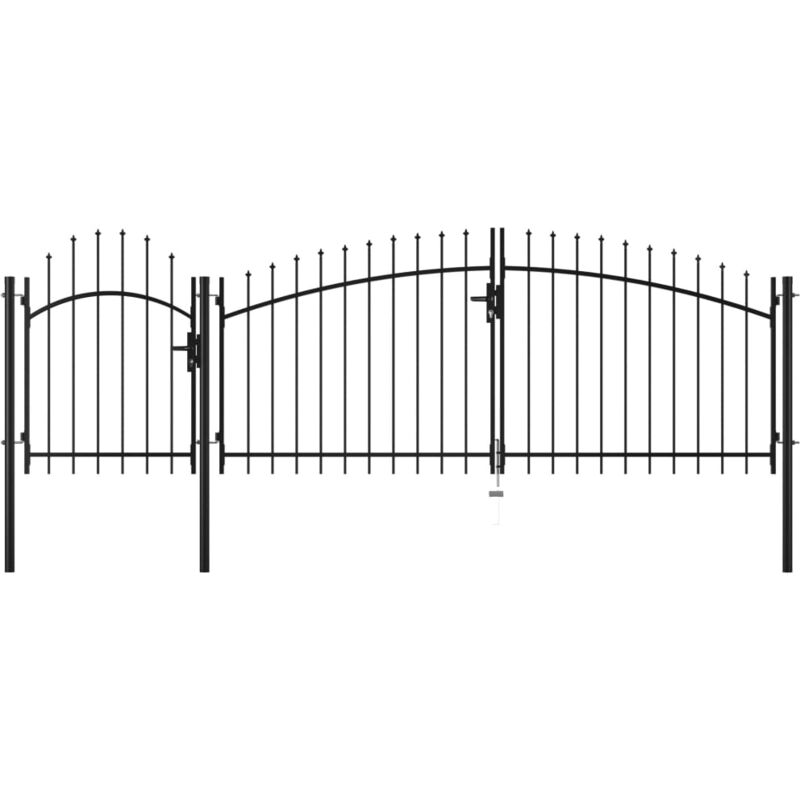 foto del prodotto vidaxl cancello da giardino in acciaio con 3 paletti e 2 maniglie elegante varie misure dimensioni 1.5 x 4 m