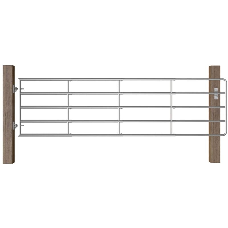 immagine 0 del prodotto vidaxl cancello da giardino in acciaio zincato a 5 sbarre con fermo argento varie dimensioni dimensioni 115 300 x 90 cm