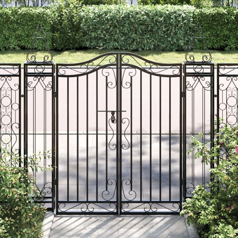foto del prodotto vidaxl cancello da giardino nero 121x8x120 cm in ferro battuto