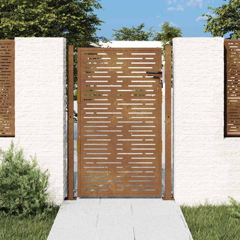 foto del prodotto vidaxl cancello da giardino105x155 cm acciaio corten design quadrato