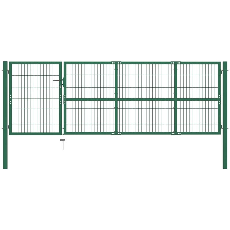 foto del prodotto vidaxl cancello di recinzione con paletti 350x100 cm in acciaio verde
