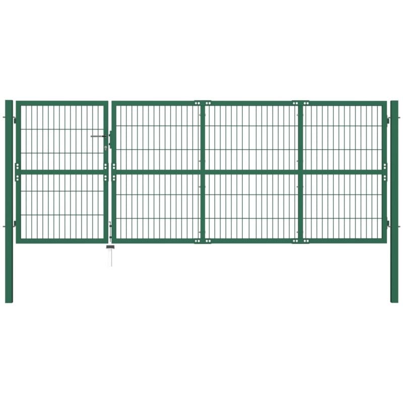 foto del prodotto vidaxl cancello di recinzione con paletti in acciaio verde 3 chiavi varie dimensioni dimensioni 350x120 cm