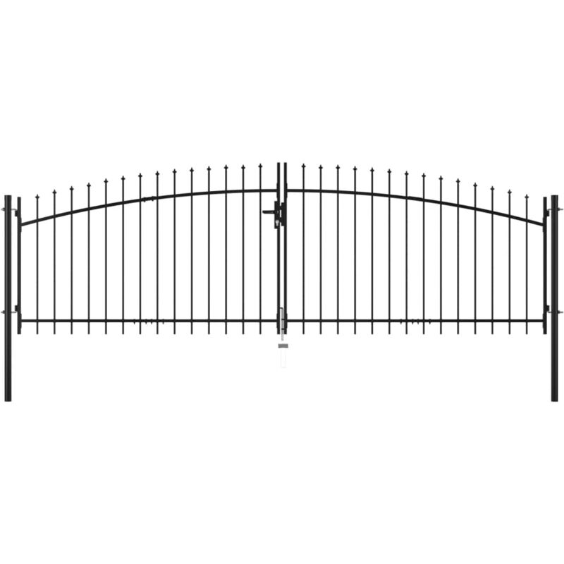 foto del prodotto vidaxl cancello doppio con punte a lancia e chiavi nero vari dimensioni dimensioni 400 x 200 cm