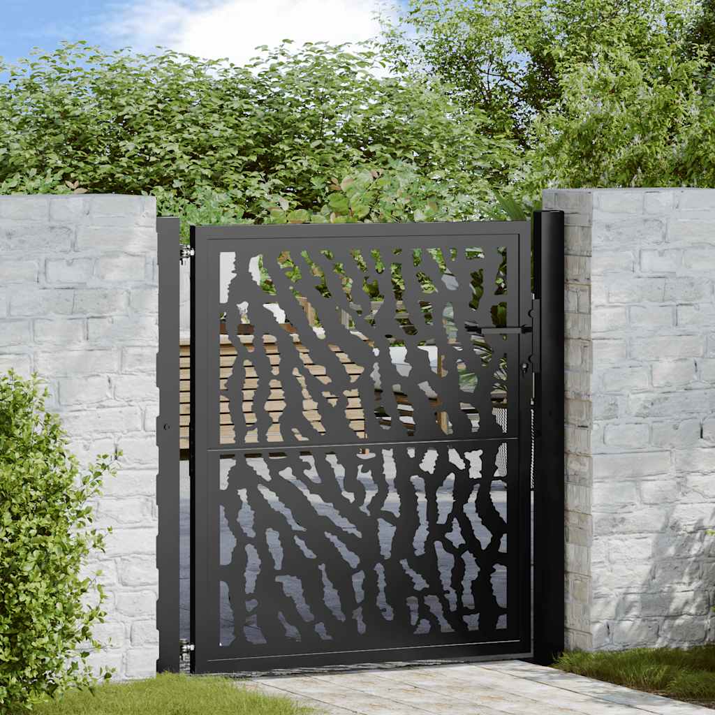 foto del prodotto vidaxl cancello giardino nero 105x106 cm in acciaio design a traccia