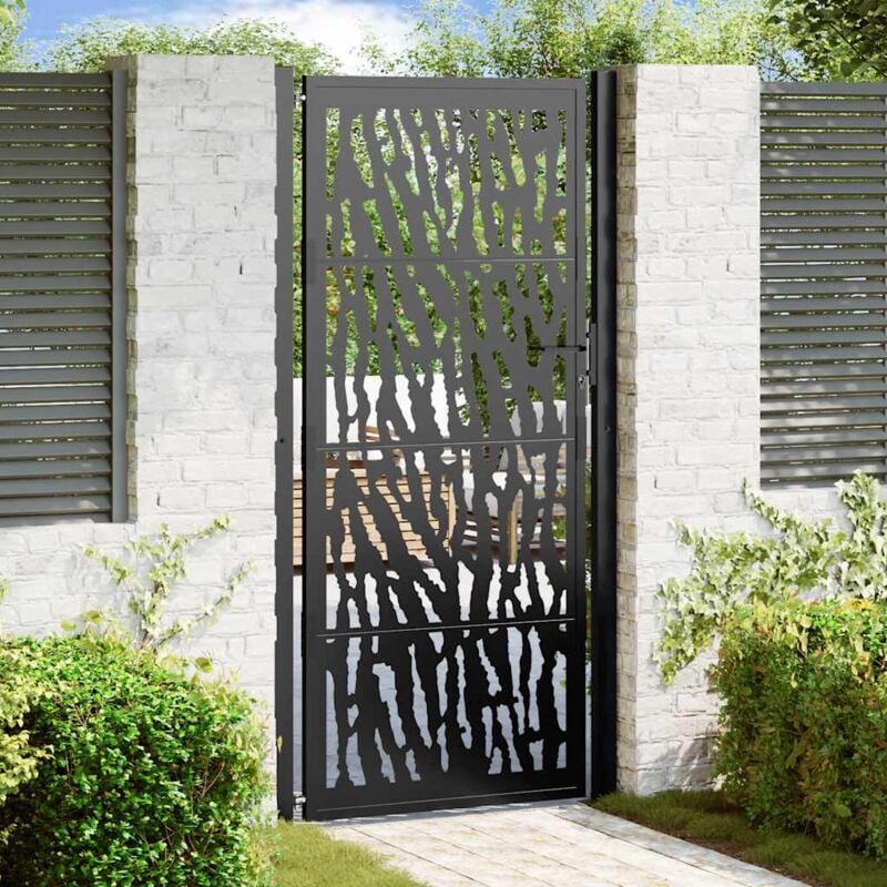 foto del prodotto vidaxl cancello giardino nero 105x205 cm in acciaio design a traccia
