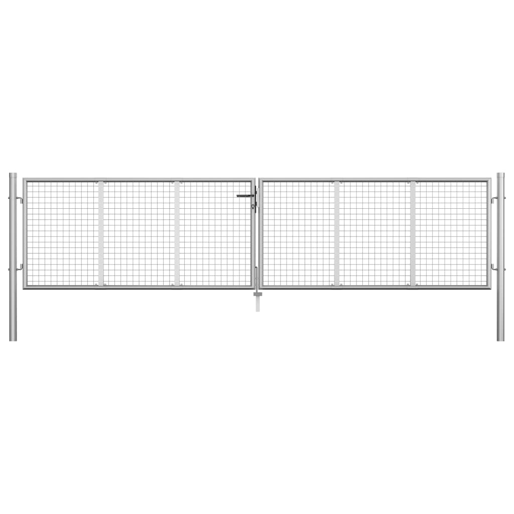 foto del prodotto vidaxl cancello per giardino in acciaio zincato 415x125 cm argento