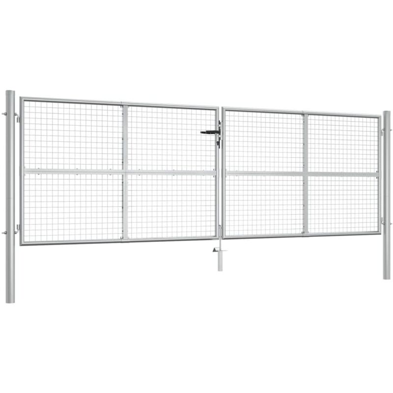 foto del prodotto vidaxl cancello per giardino in acciaio zincato 415x175cm argento