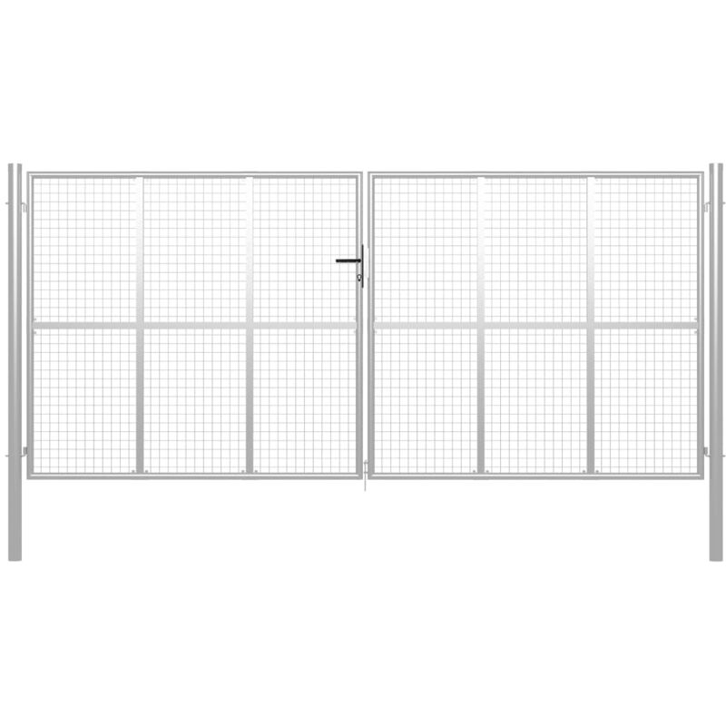 foto del prodotto vidaxl cancello per giardino in acciaio zincato 415x250 cm argento