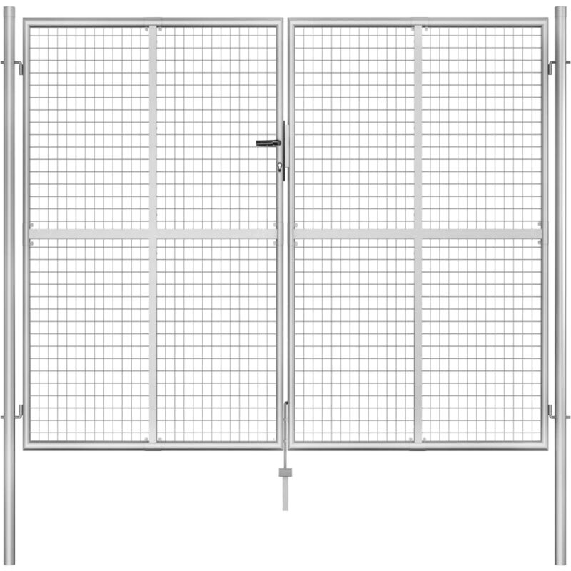 foto del prodotto vidaxl cancello per giardino in acciaio zincato con chiavi argento varie misure dimensioni 306 x 250 cm