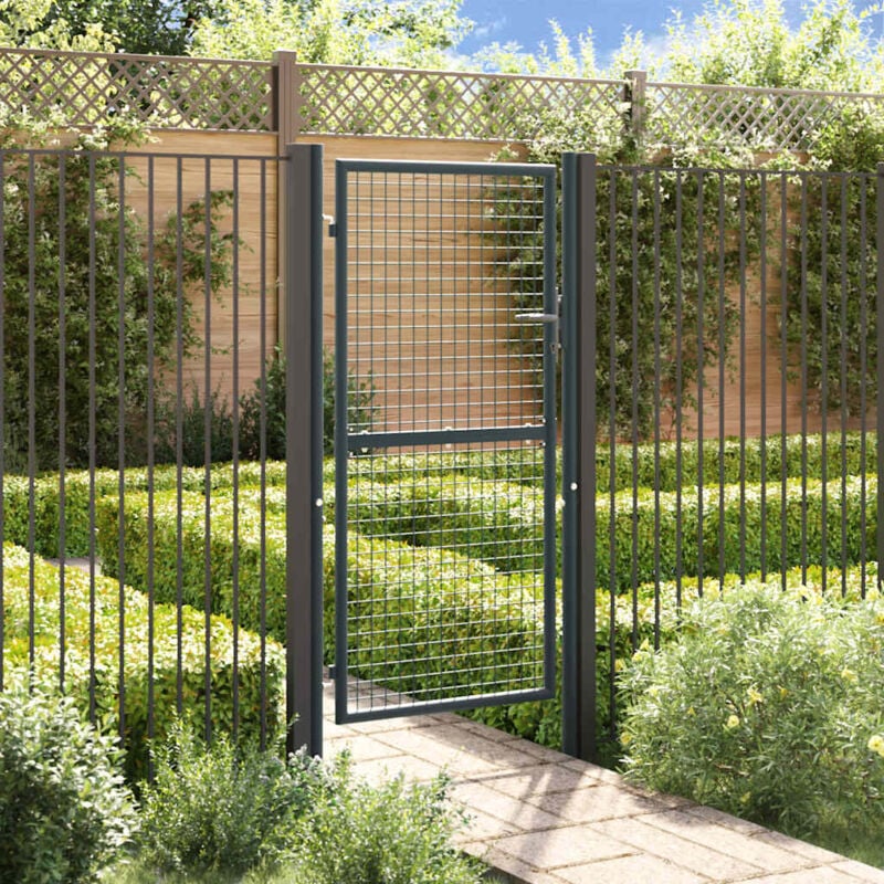 foto del prodotto vidaxl cancello per giardino in acciaio zincato con chiavi grigio varie dimensioni dimensioni 100 x 225 cm