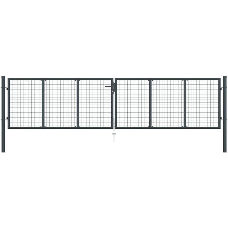 foto del prodotto vidaxl cancello per giardino in acciaio zincato resistente con chiavi grigio varie dimensioni dimensioni 400 x 150 cm