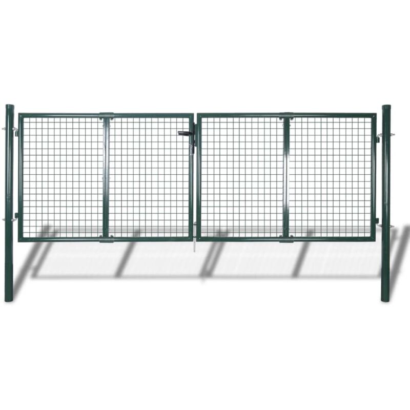 foto del prodotto vidaxl cancello per giardino in rete metallica varie dimensioni porta e complessive dimensioni 306 x 125 cm