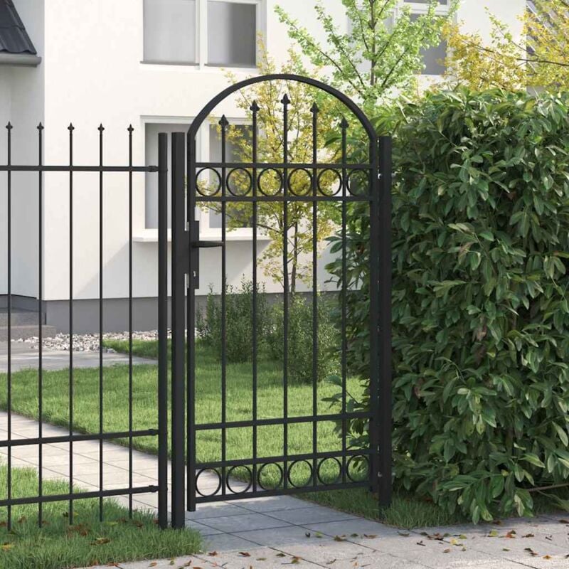 foto del prodotto vidaxl cancello per recinzione ad arco in acciaio 100x175 cm nero