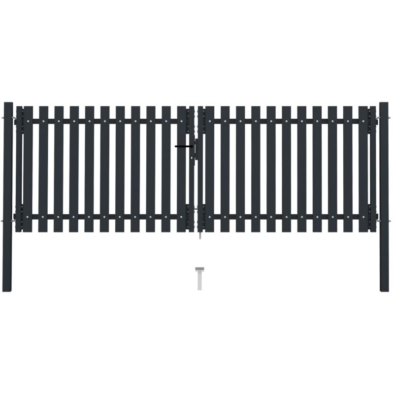 foto del prodotto vidaxl cancello per recinzione doppio in acciaio 306x150 cm antracite