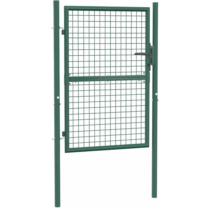 foto del prodotto vidaxl cancello per recinzione in acciaio verde con 3 chiavi varie dimensioni dimensioni 100x125 cm