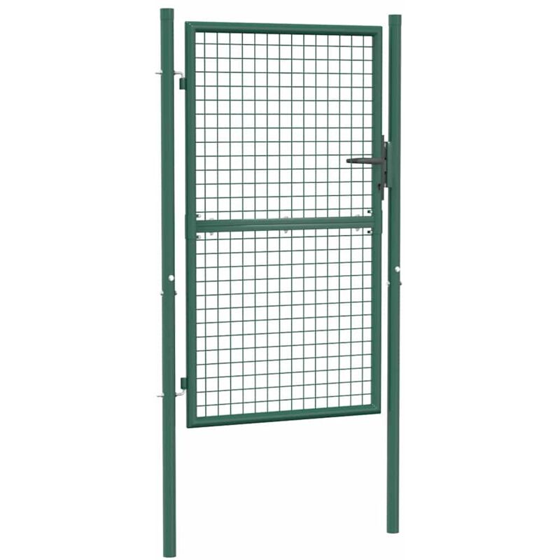 foto del prodotto vidaxl cancello per recinzione in acciaio verde con 3 chiavi varie dimensioni dimensioni 100x150 cm