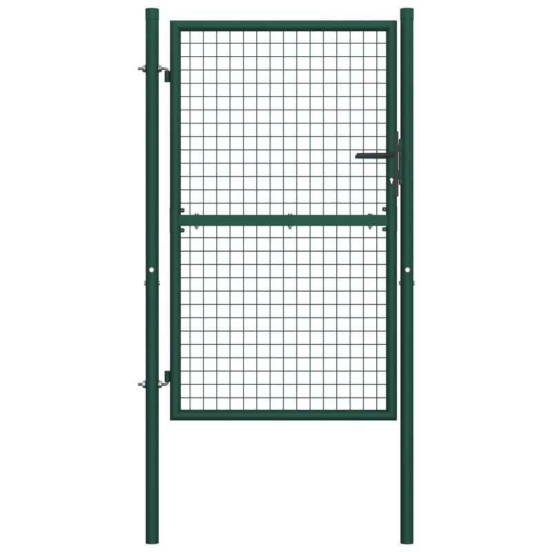 foto del prodotto vidaxl cancello per recinzione in acciaio verde con 3 chiavi varie dimensioni dimensioni 100x175 cm