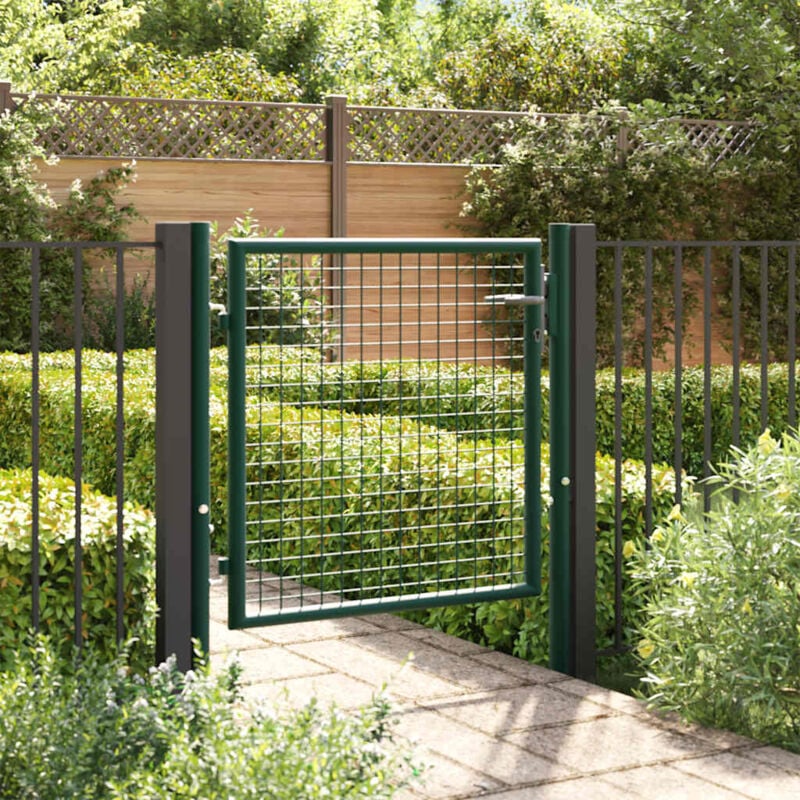 foto del prodotto vidaxl cancello per recinzione in acciaio verde con 3 chiavi varie dimensioni dimensioni 100x75 cm