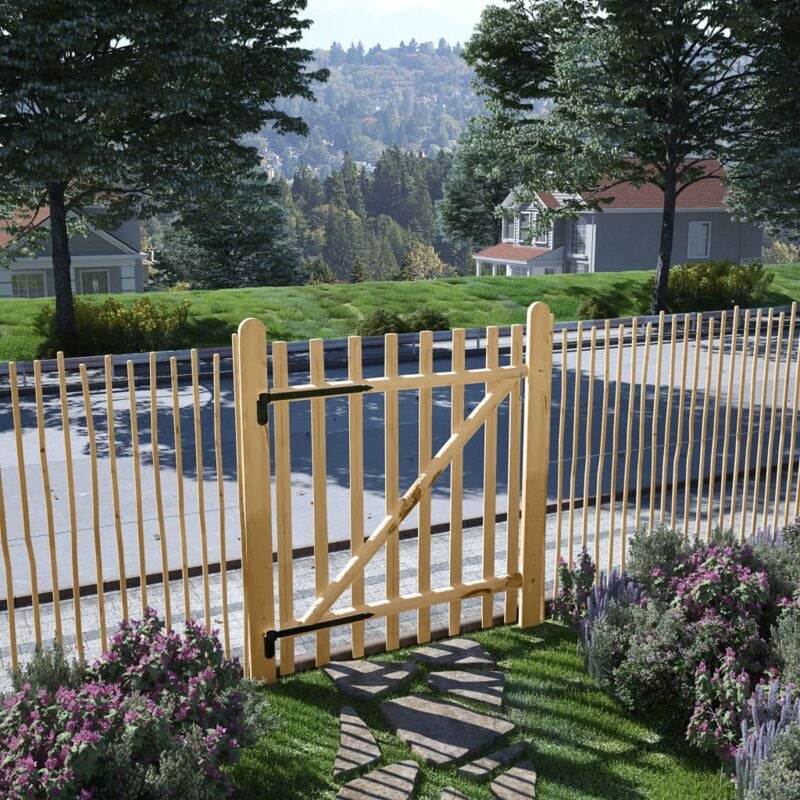 foto del prodotto vidaxl cancello singolo per recinzione in legno di nocciolo varie dimensioni dimensioni 100x120 cm
