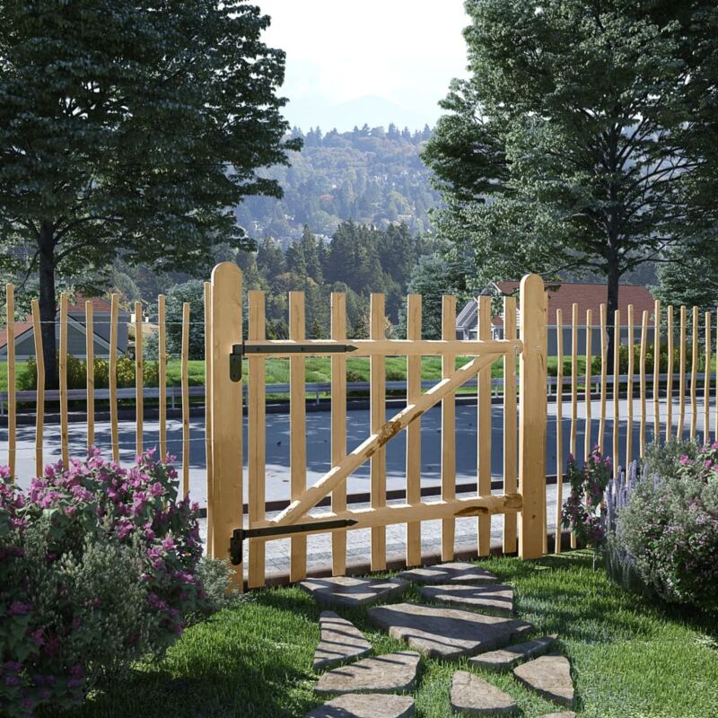 foto del prodotto vidaxl cancello singolo per recinzione in legno di nocciolo varie dimensioni dimensioni 100x90 cm