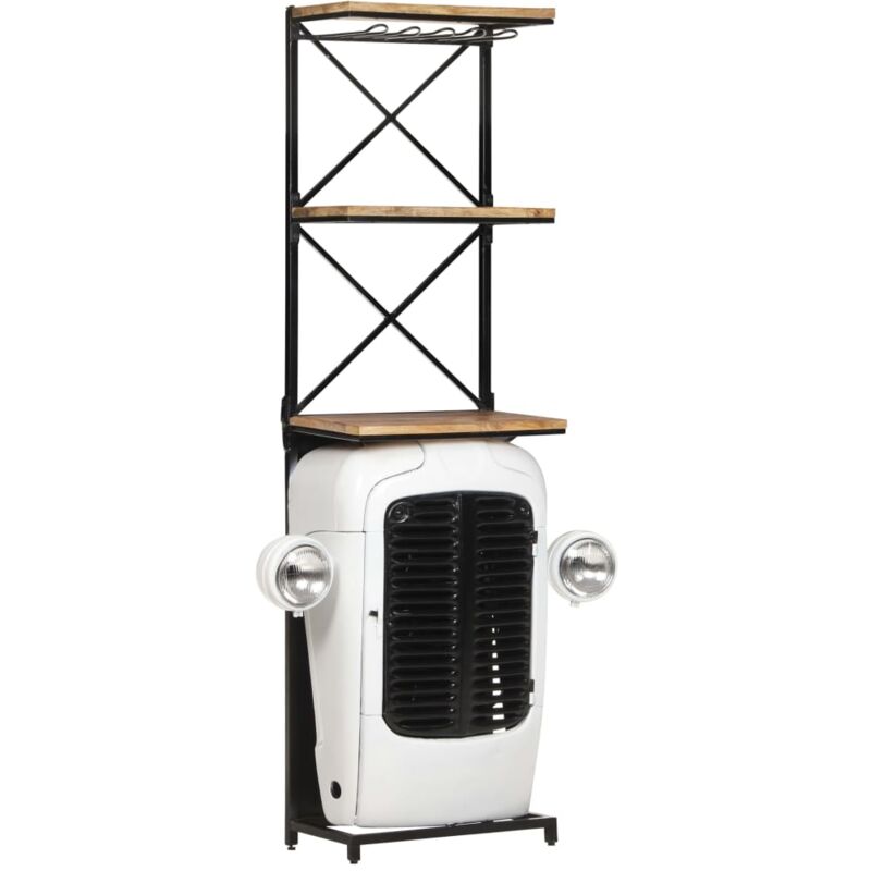 foto del prodotto vidaxl cantinetta per vini a trattore bianca 49x31x172 cm mango grezzo