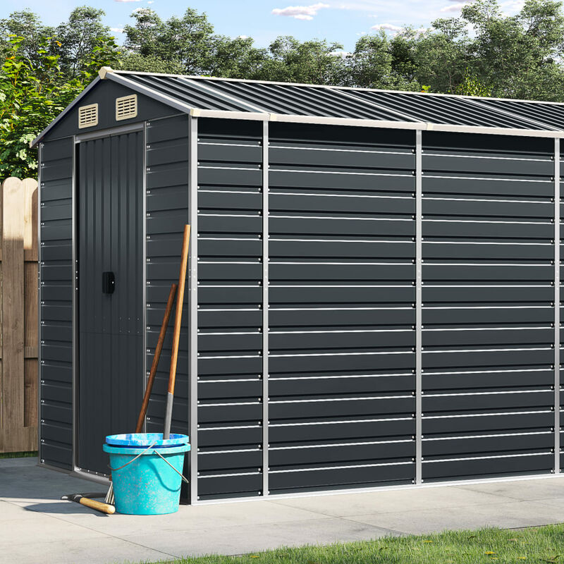 foto del prodotto vidaxl capanno da giardino antracite 191x470x198 cm in acciaio zincato