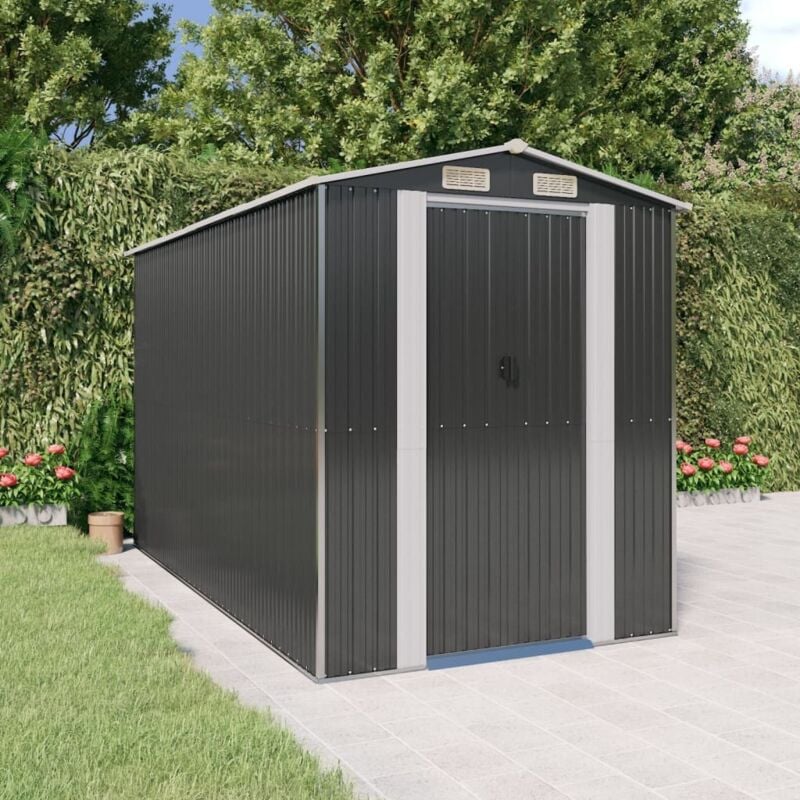 foto del prodotto vidaxl capanno da giardino antracite 192x357x223 cm in acciaio zincato