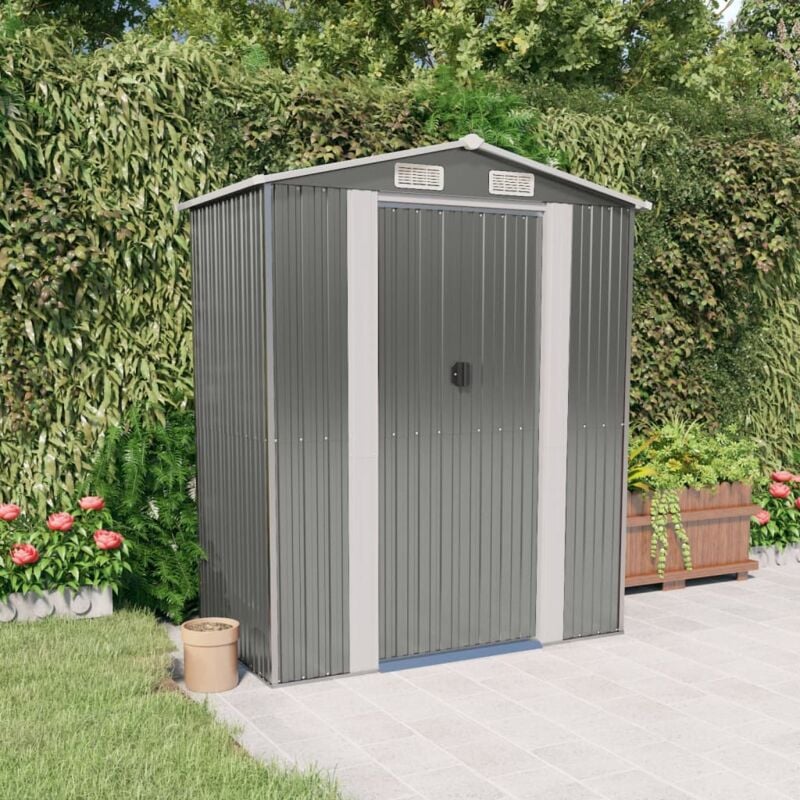 foto del prodotto vidaxl capanno da giardino grigio chiaro 192x108x223cm acciaio zincato