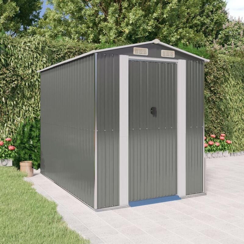 foto del prodotto vidaxl capanno da giardino grigio chiaro 192x274x223cm acciaio zincato
