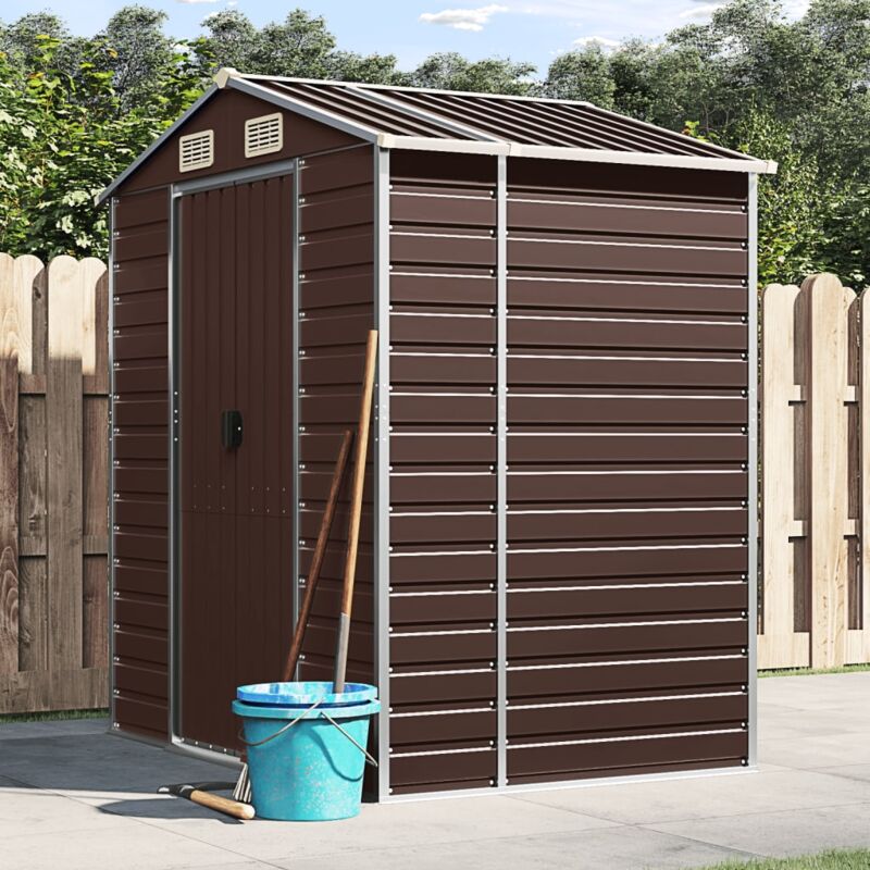 foto del prodotto vidaxl capanno da giardino marrone 191x130x198 cm in acciaio zincato