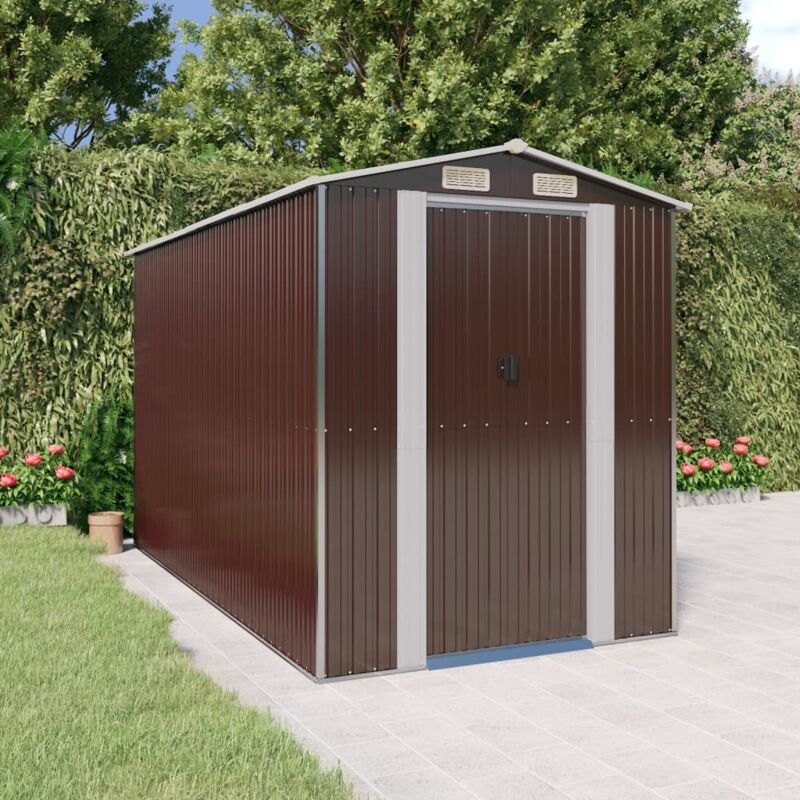 foto del prodotto vidaxl capanno da giardino marrone scuro 192x357x223cm acciaio zincato