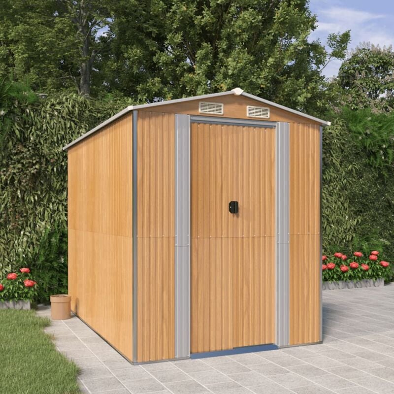 foto del prodotto vidaxl capanno giardino marrone chiaro 192x274x223 cm acciaio zincato