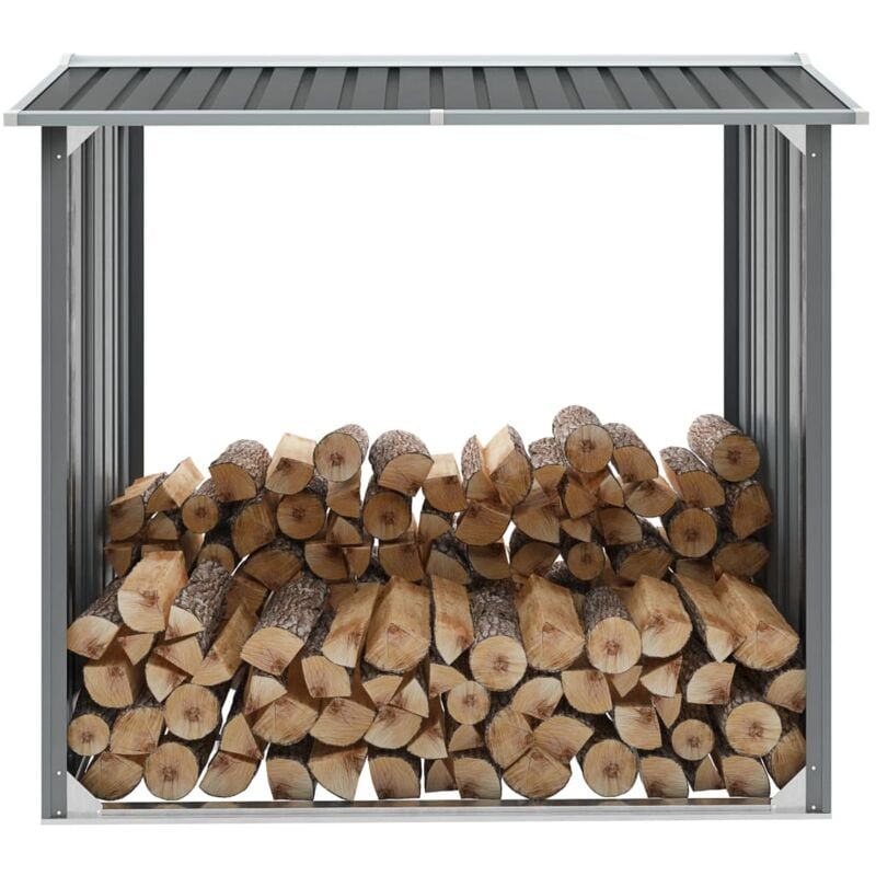 foto del prodotto vidaxl capannone in acciaio zincato 172x91x154 cm stoccaggio legna vari colori colore grigio