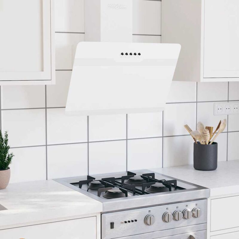 foto del prodotto vidaxl cappa a parete 60 cm in acciaio e vetro temperato bianco