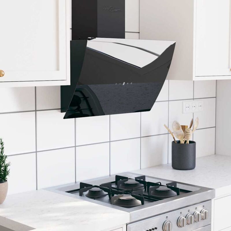 foto del prodotto vidaxl cappa a parete 60 cm in acciaio e vetro temperato nero 124792