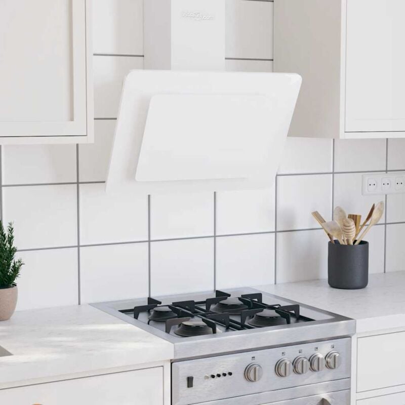 foto del prodotto vidaxl cappa a parete 60 cm in acciaio inox e vetro temperato bianco