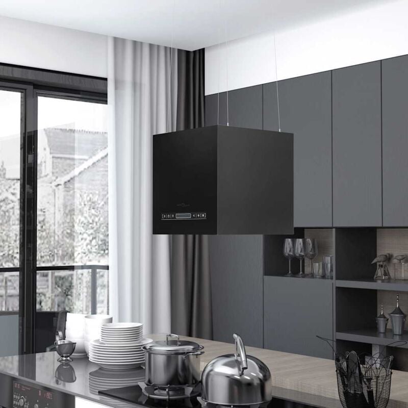 foto del prodotto vidaxl - cappa da cucina ad isola sospesa lcd sensore 37 cm in acciaio