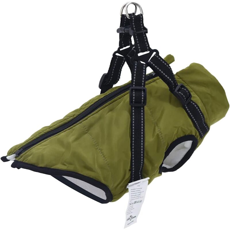 foto del prodotto vidaxl cappotto cani imbracatura impermeabile riflettente verde l32