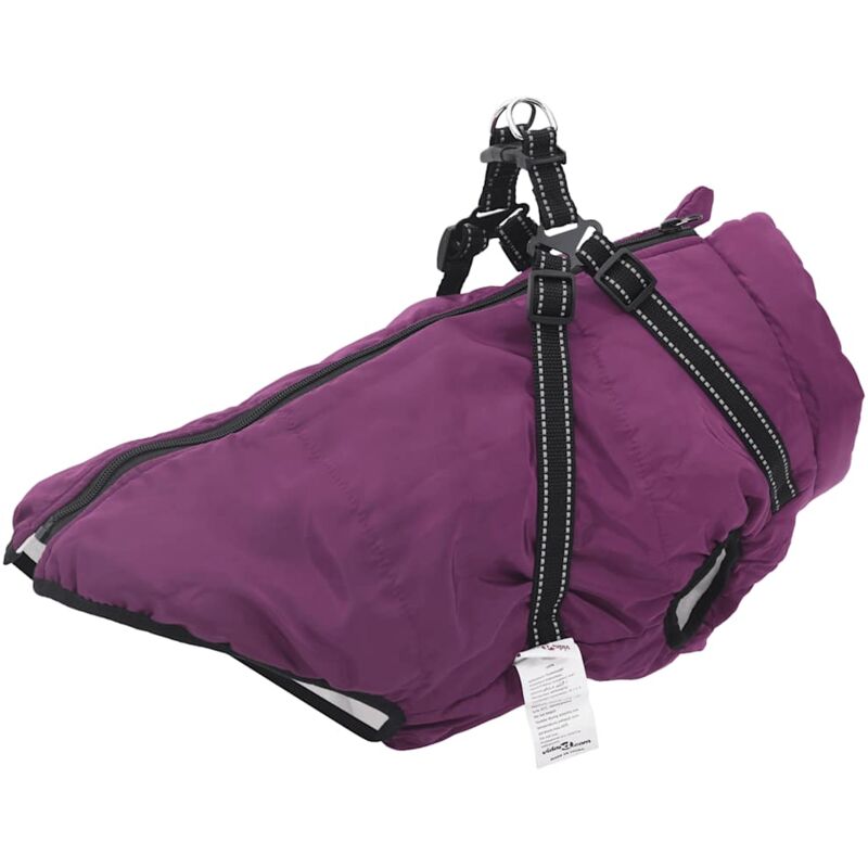 foto del prodotto vidaxl cappotto cani imbracatura impermeabile riflettente viola l68