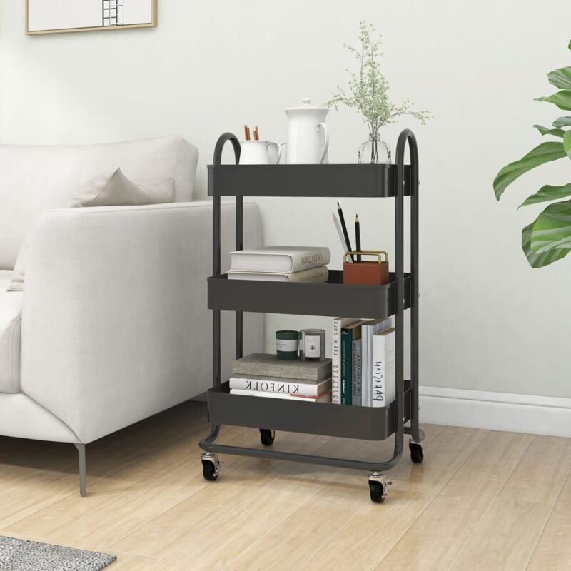 foto del prodotto vidaxl carrello a 3 livelli antracite 43x34x79 cm in acciaio